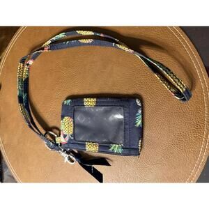 Vera Bradley Pineapple Print Fabric ID Badge Holder with Lanyard